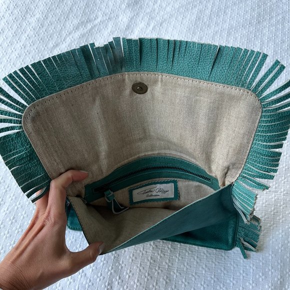 Tasha Polizzi Teal Fringe Clutch - Picture 4 of 7